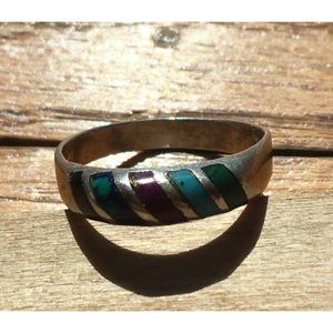Multi Colored Stone Sterling Silver Ring